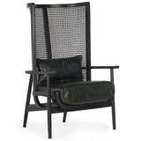 Wingman Leather Cane Accent Chair, Black