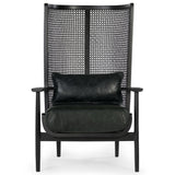 Wingman Leather Cane Accent Chair, Black