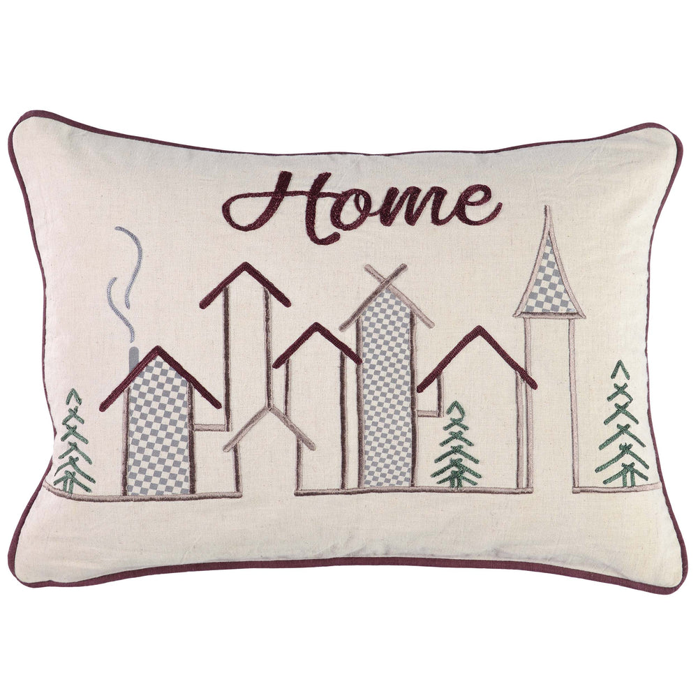 Winter Town Pillow, Natural-Accessories-High Fashion Home
