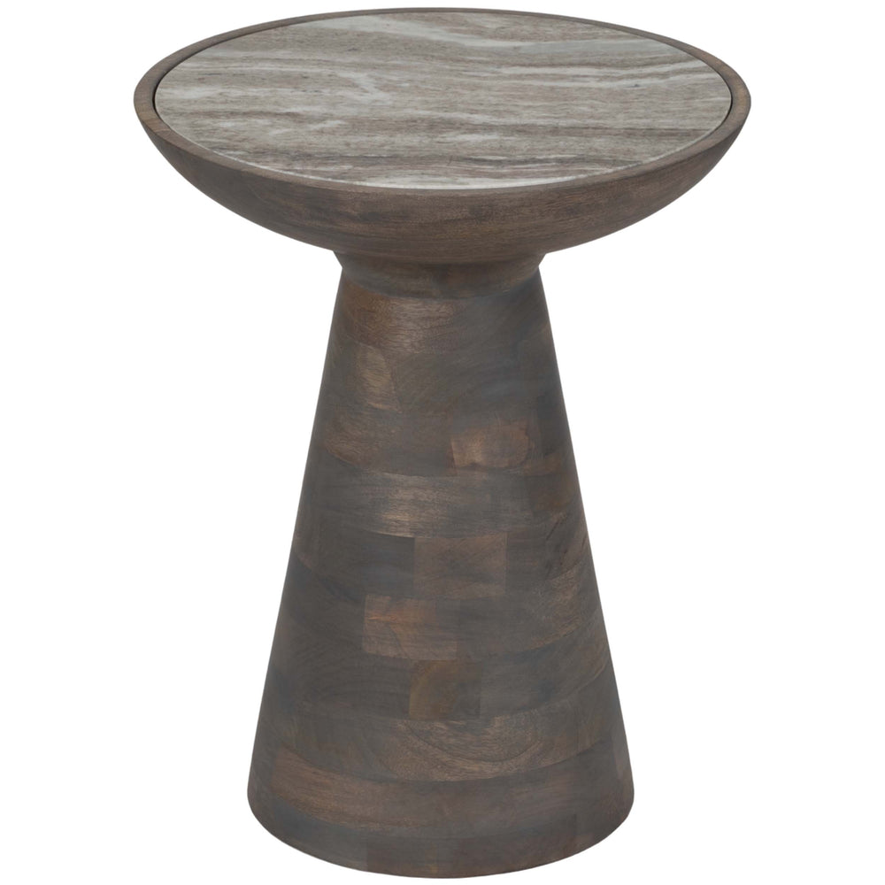 Wood Accent Table w/Baslana Marble Top, Grey