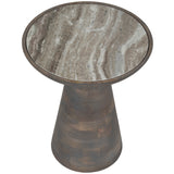 Wood Accent Table w/Baslana Marble Top, Grey