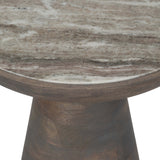 Wood Accent Table w/Baslana Marble Top, Grey