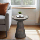 Wood Accent Table w/Baslana Marble Top, Grey