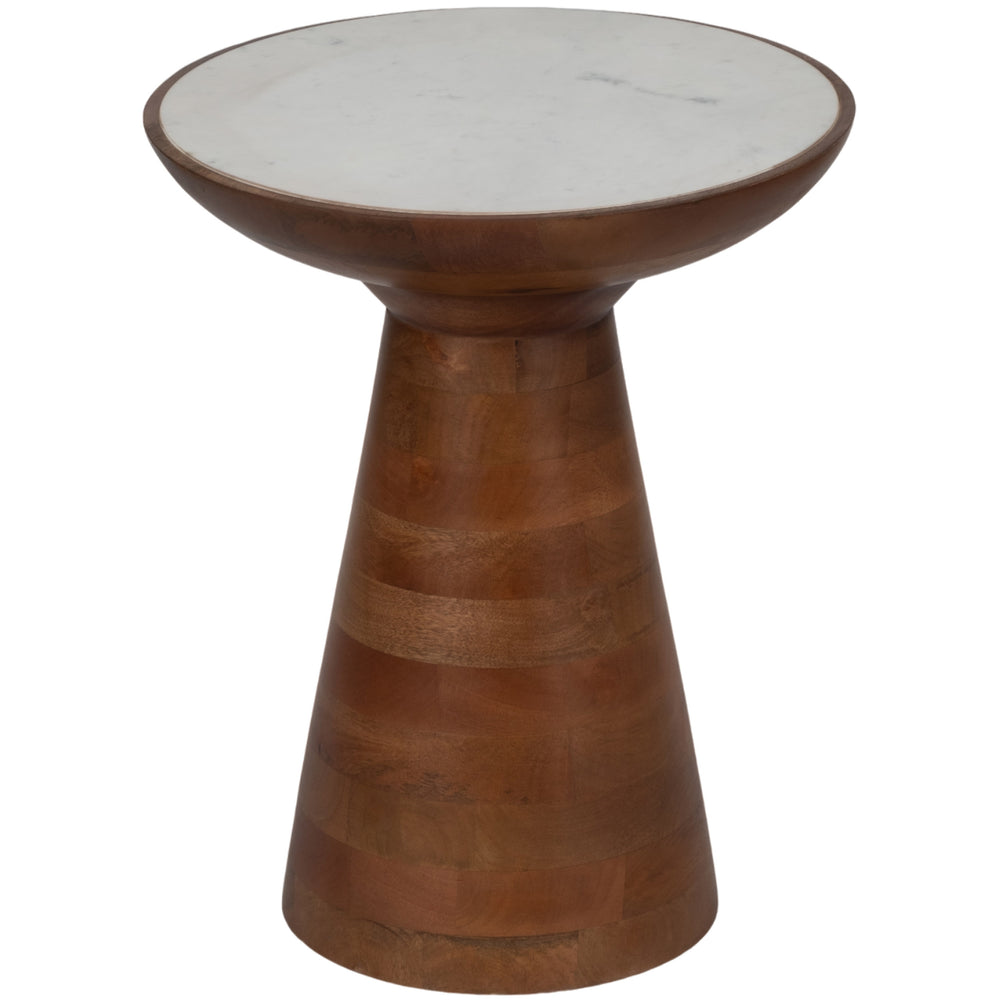 Wood Accent Table w/Marble Top, White/Natural