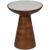 Wood Accent Table w/Marble Top, White/Natural