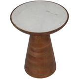 Wood Accent Table w/Marble Top, White/Natural