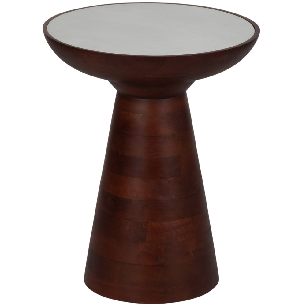 Wood Accent Table w/Marble Top, White/Walnut
