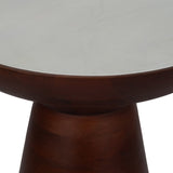 Wood Accent Table w/Marble Top, White/Walnut