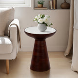 Wood Accent Table w/Marble Top, White/Walnut