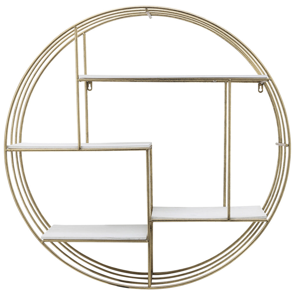 Wood/Metal Wall Shelf, Gold