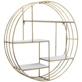 Wood/Metal Wall Shelf, Gold