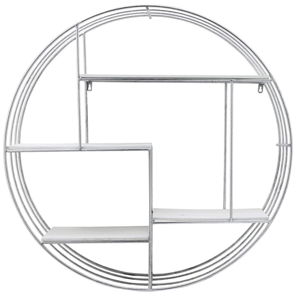 Wood/Metal Wall Shelf, Silver