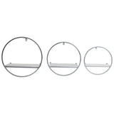 Wood and Metal Wall Shelves, White/Silver, Set of 3