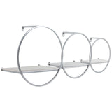 Wood and Metal Wall Shelves, White/Silver, Set of 3