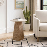 Woven Base Accent Table, Ivory