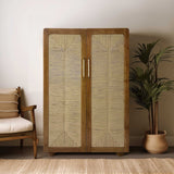 Woven Front Armoire, Brown