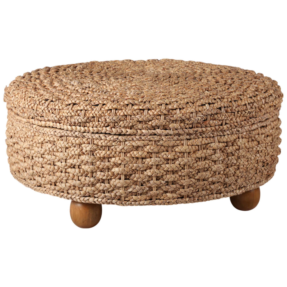 Woven Storage Ottoman, Natural