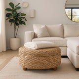 Woven Storage Ottoman, Natural