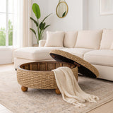 Woven Storage Ottoman, Natural