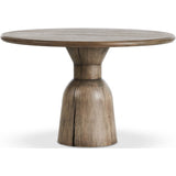 Xiomara Round Dining Table, Aged Drifted Oak