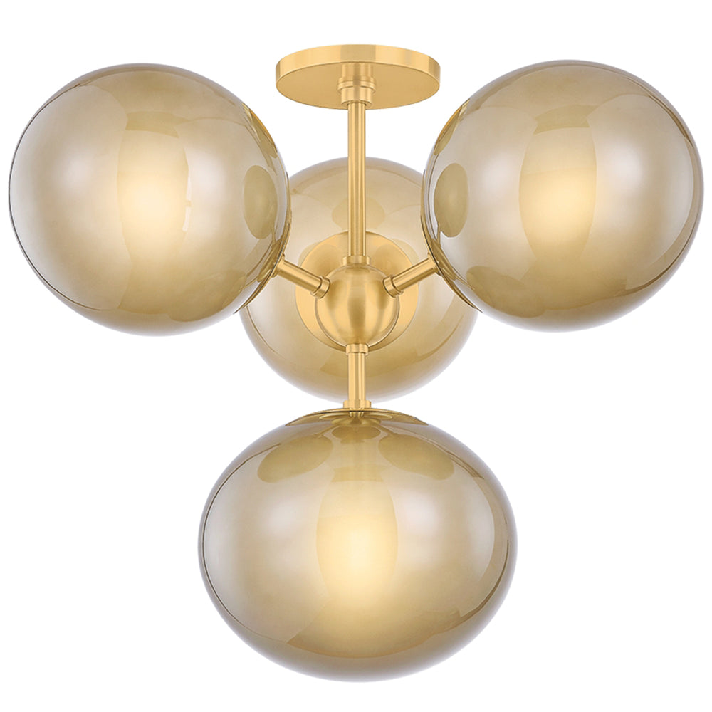 Zaley Semi Flush Mount, Aged Brass