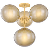 Zaley Semi Flush Mount, Aged Brass