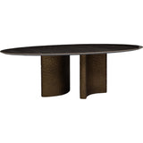 Zander Dining Table, Dark Grey/Gold Hammered Base
