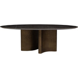 Zander Dining Table, Dark Grey/Gold Hammered Base