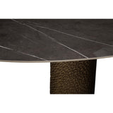 Zander Dining Table, Dark Grey/Gold Hammered Base