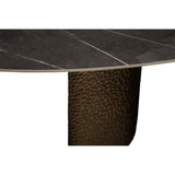 Zander Dining Table, Dark Grey/Gold Hammered Base