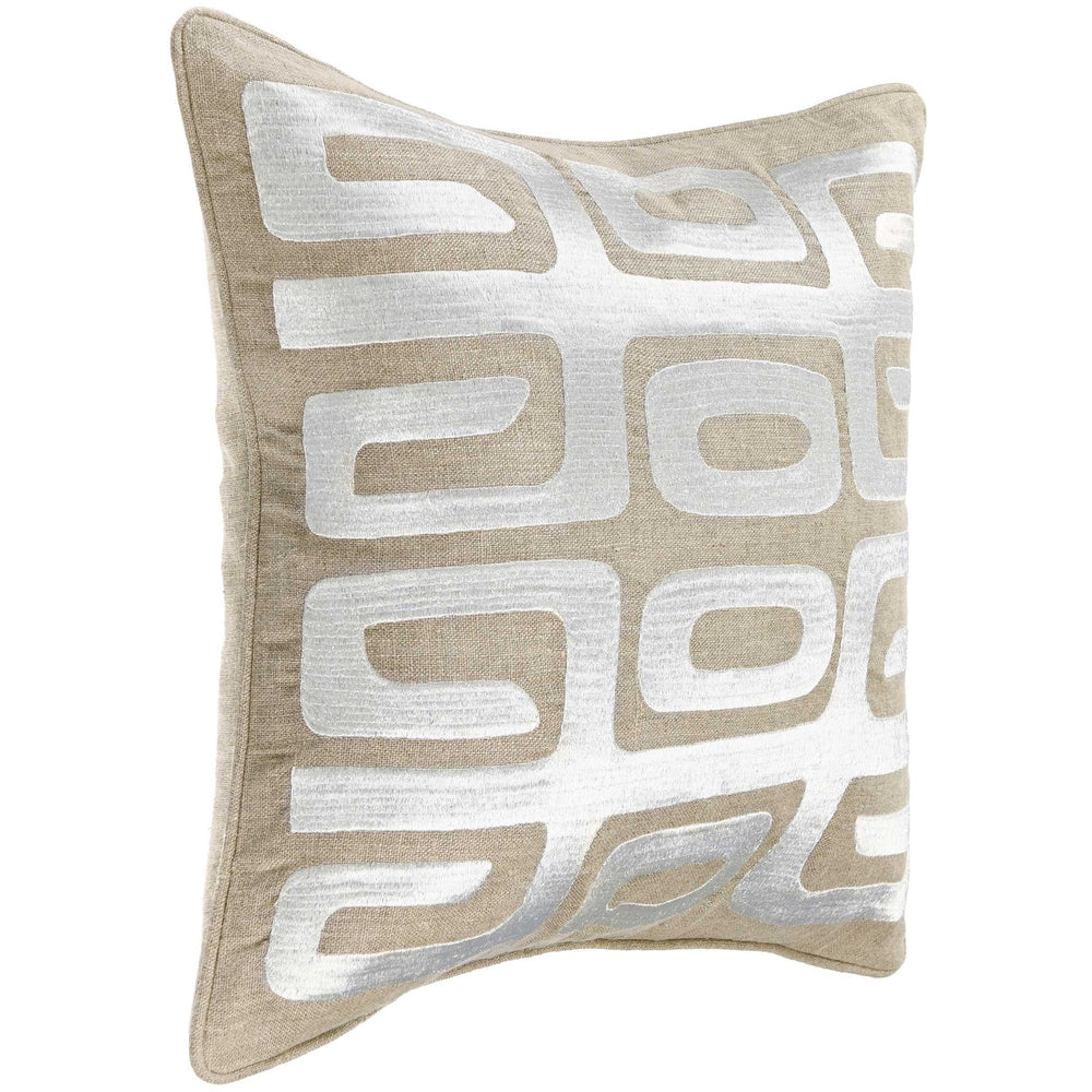 Zelo Pillow, Tan/Silver-Accessories-High Fashion Home