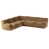 Zenith 5 Piece Velvet Modular L-Sectional, Latte Brown-Furniture - Sofas-High Fashion Home