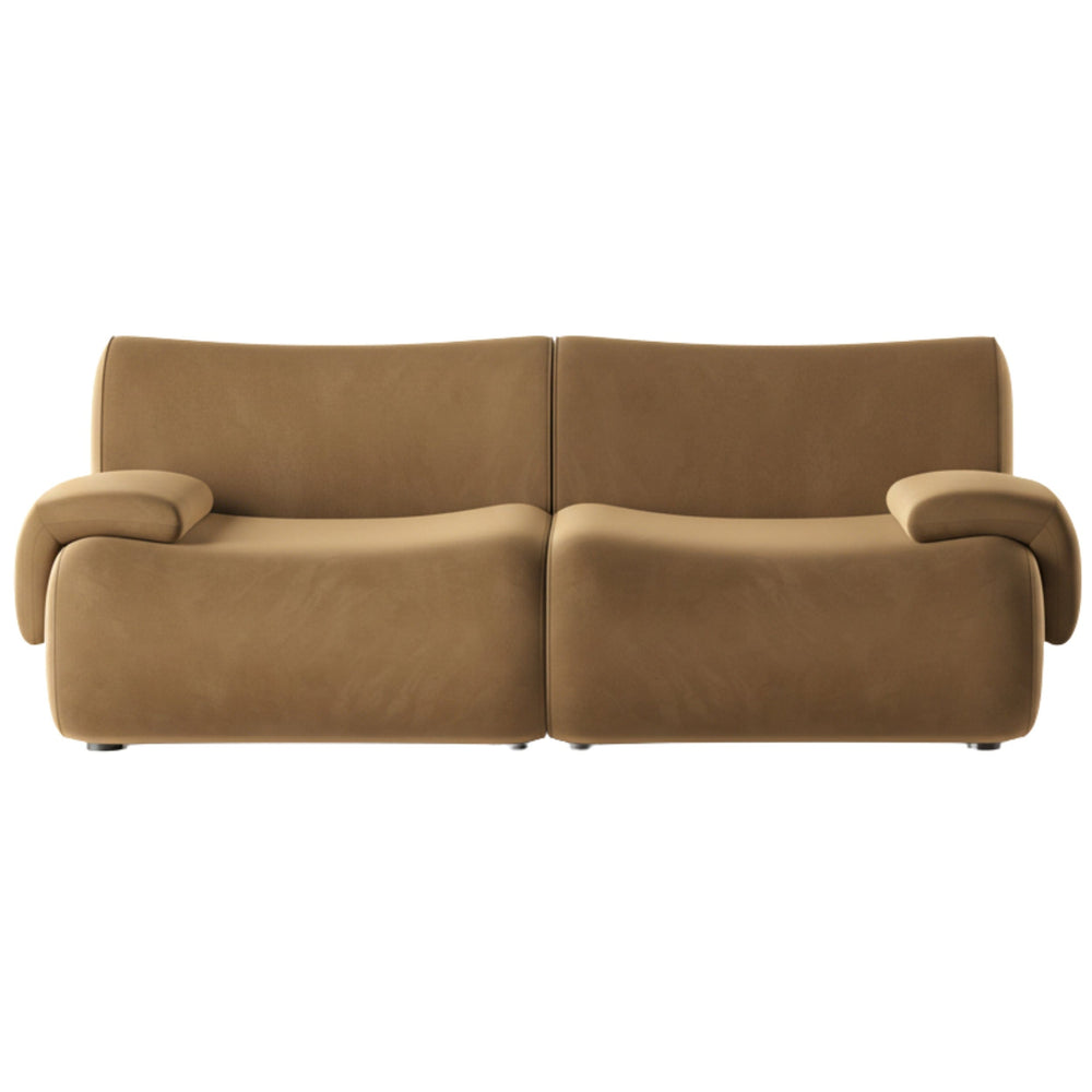 Zenith Velvet Modular Loveseat, Latte Brown-Furniture - Sofas-High Fashion Home