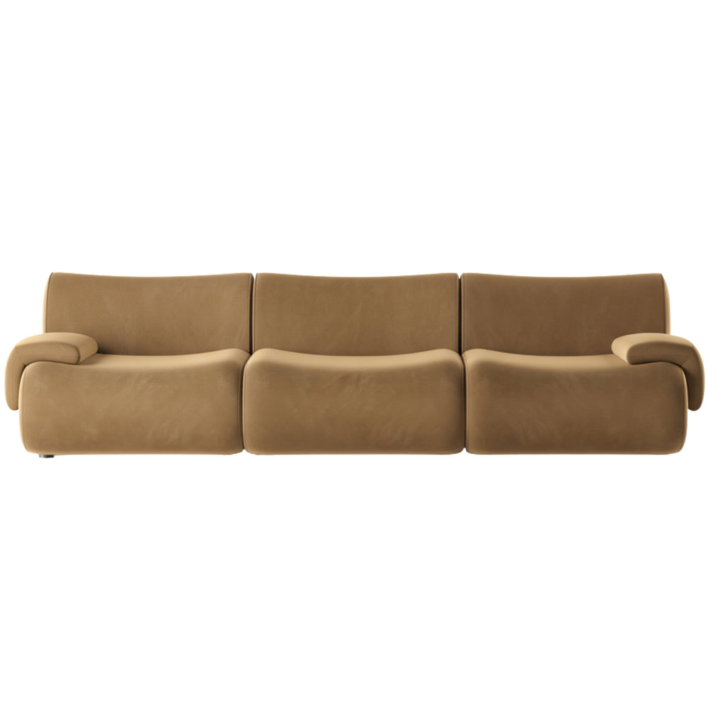 Zenith Velvet Modular Sofa, Latte Brown-Furniture - Sofas-High Fashion Home