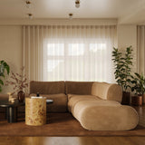 Zenith Velvet Ottoman, Latte Brown-Furniture - Chairs-High Fashion Home