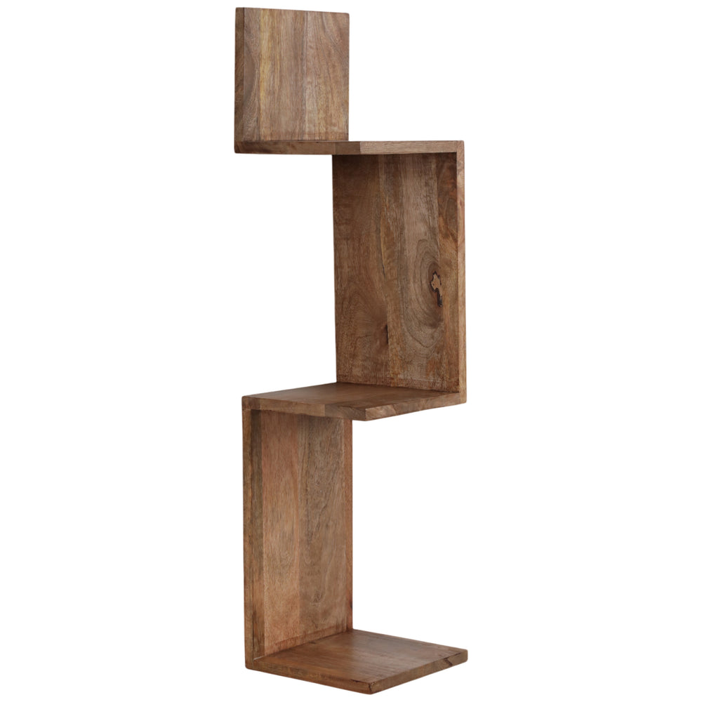 Zig Zag Corner Wall Shelf, Brown