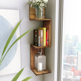 Zig Zag Corner Wall Shelf, Brown