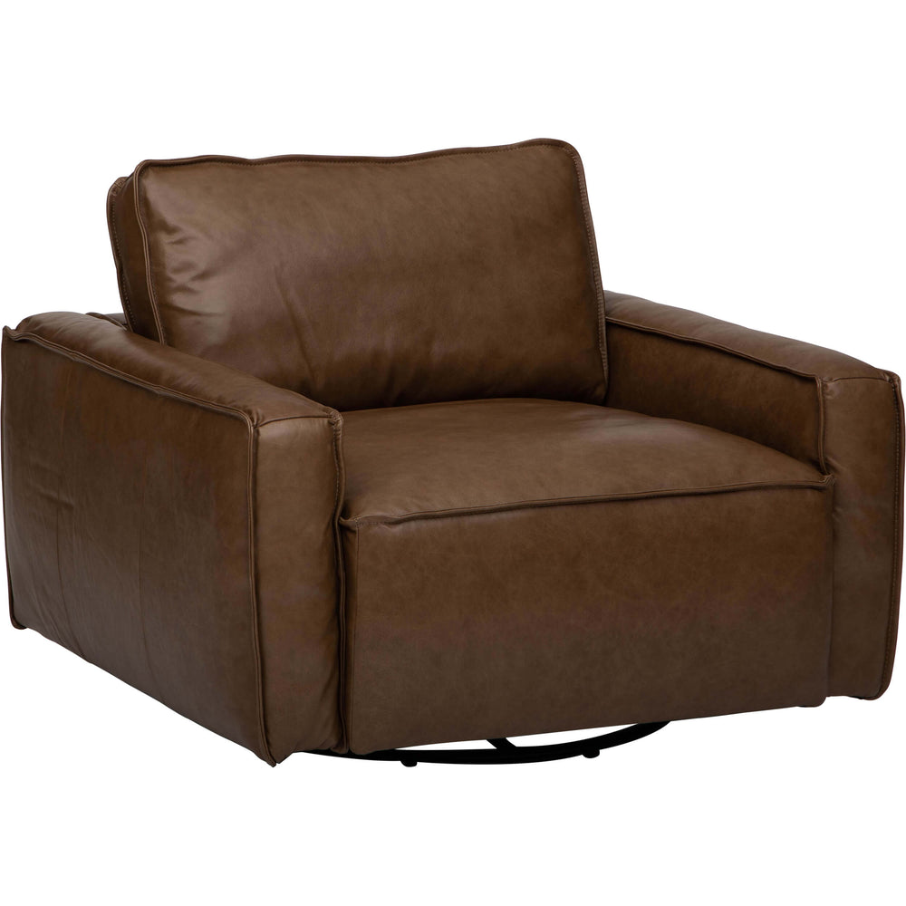 Zion Leather Swivel Chair, Dakota Khaki-Furniture - Chairs-High Fashion Home