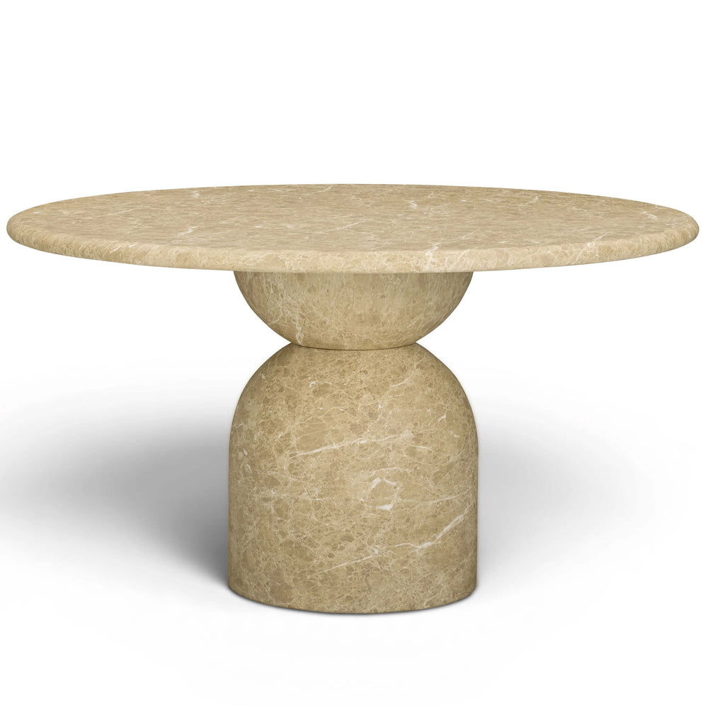 Cynthia Round Dining Table, Light Emperador