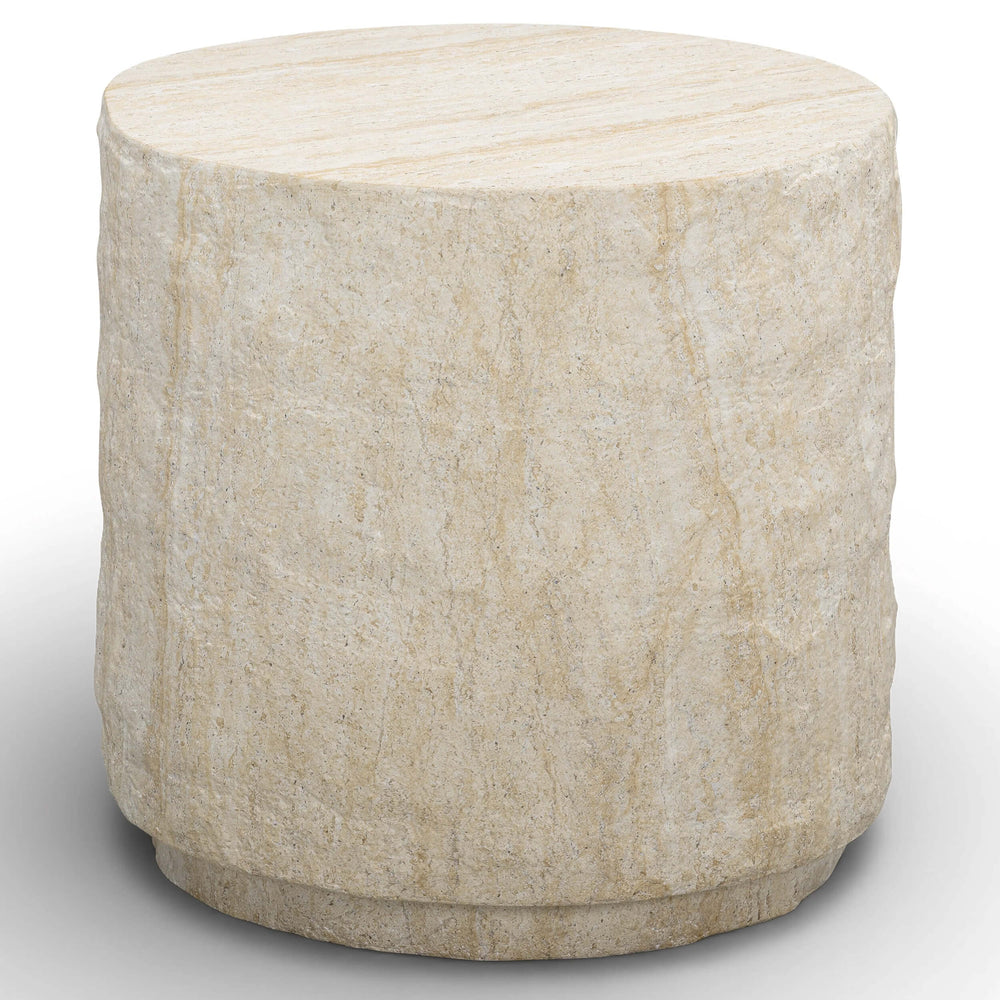 Roxanne Side Table, Faux Travertine
