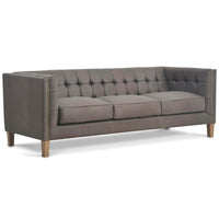Abbott 85" Leather Sofa, Heritage Graphite-Furniture - Sofas-High Fashion Home