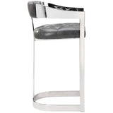 Beaumont Leather Bar Stool, Grey - Furniture - Dining - High Fashion Home