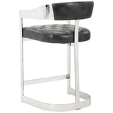 Beaumont Leather Counter Stool, Grey - Furniture - Dining - High Fashion Home