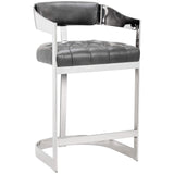 Beaumont Leather Counter Stool, Grey - Furniture - Dining - High Fashion Home