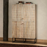 Kelby Cabinet, Light Wash Carved Mango-Furniture - Storage-High Fashion Home