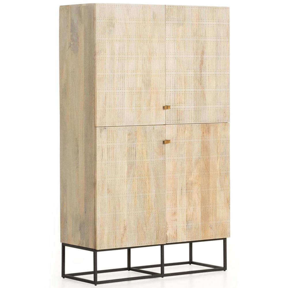 Kelby Cabinet, Light Wash Carved Mango-Furniture - Storage-High Fashion Home