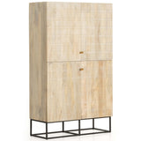 Kelby Cabinet, Light Wash Carved Mango-Furniture - Storage-High Fashion Home