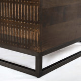 Kelby Storage Bunching Table, Carved Vintage Brown-Furniture - Storage-High Fashion Home
