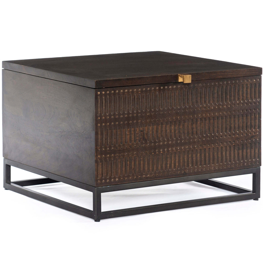 Kelby Storage Bunching Table, Carved Vintage Brown-Furniture - Storage-High Fashion Home