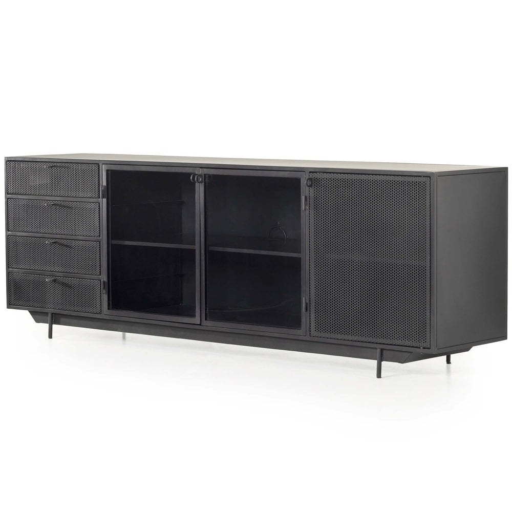 Hendrick Media Console, Black-Furniture - Storage-High Fashion Home